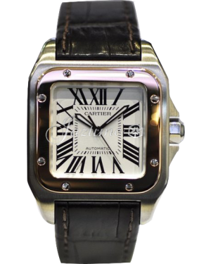 CARTIER W20107X7 SANTOS 100 PINK GOLD AND STEEL BRAND NEW