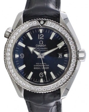 Omega 222.18.42.20.01.001 Planet Ocean 600M Co-Axial 42mm Black Arabic Diamond Bezel Stainless Steel Leather BRAND NEW