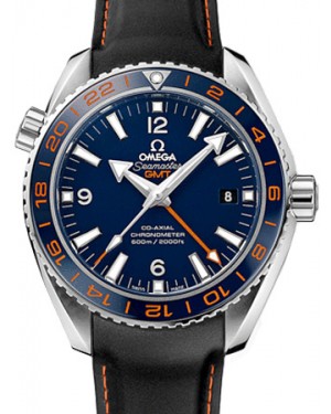 Omega 232.32.44.22.03.002 Planet Ocean 600M Co-Axial GMT 43.5mm Blue Ceramic Orange Stainless Steel Rubber BRAND NEW