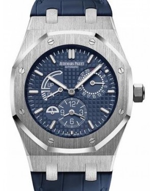 Audemars Piguet Royal Oak Dual Time 26124ST.OO.D018CR.01 Blue Index Stainless Steel Leather 39mm Automatic 