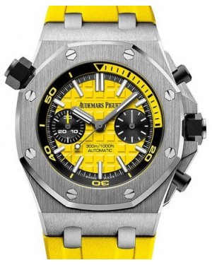 Audemars Piguet 26703ST.OO.A051CA.01 Royal Oak Offshore Diver Chronograph 42mm Yellow Index Stainless Steel Rubber Automatic BRAND NEW