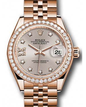 Rolex Datejust 28 279135 Sundust Diamond Roman 9 o' Clock Diamond Bezel Rose Gold Jubilee - BRAND NEW