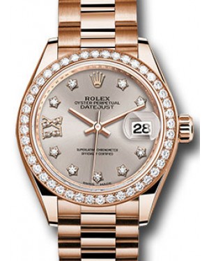 Rolex Datejust 28 279135 Sundust Diamond Roman 9 o' Clock Diamond Bezel Rose Gold President - BRAND NEW