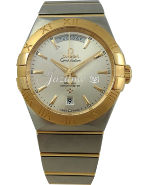 OMEGA 123.20.38.22.02.002 CONSTELLATION CO-AXIAL DAY-DATE 38mm STEEL ON YELLOW GOLD BRAND NEW