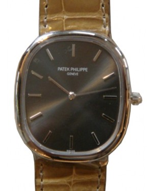 Patek Philippe 3738/100G-012 Golden Ellipse 31.1 x 35.6mm Brown Index White Gold Leather Manual BRAND NEW
