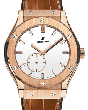 Hublot Classico Ultra-Thin 515.OX.2210.LR White Index Rose Gold & Leather 45mm BRAND NEW