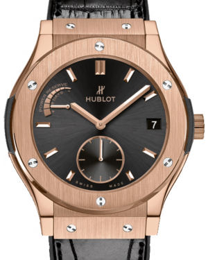 Hublot Classic Fusion Power Reserve 516.OX.1480.LR Black Index Rose Gold & Leather 45mm BRAND NEW