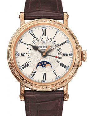 Patek Philippe Grand Complications Perpetual Calendar Day Month Moon Phases White Opaline Roman Dial 5160R-001 - BRAND NEW