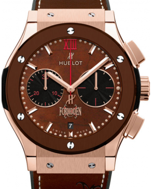 Hublot Classic Fusion Chronograph 521.OC.0589.VR.OPX14 Brown Index Fixed Ceramic Bezel & Rose Gold Leather 45mm BRAND NEW