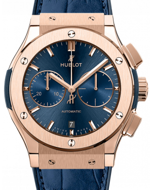 Hublot Classic Fusion Chronograph King Gold Blue 45mm Dial Bezel Leather Strap 521.OX.7180.LR - BRAND NEW