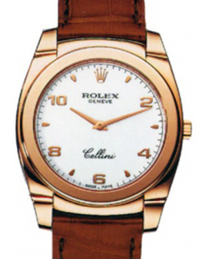 Rolex Cellini Cestello Ladies 5310-5 White Arabic / Index Rose Gold Brown Leather Quartz BRAND NEW