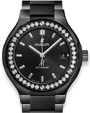 Hublot Classic Fusion 3-Hands Black Magic Bracelet Diamonds 38mm 568.CM.1470.CM.1204 - BRAND NEW