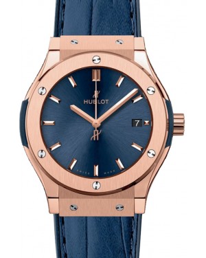 Hublot Classic Fusion 581.OX.7180.LR Blue Index Rose Gold & Leather 33mm BRAND NEW