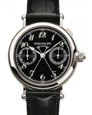 Patek Philippe 5959P-011 Grand Complications Chronograph 33mm Black Arabic Platinum Leather Manual BRAND NEW