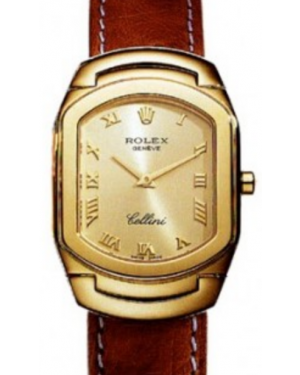 Rolex Cellini Quartz Ladies 6631-8 Gold Roman Yellow Gold Brown Ostrich Leather BRAND NEW