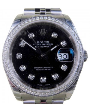 Rolex Datejust 36 White Gold/Steel Black Custom Diamond Dial & Bezel Jubilee Bracelet 126200 (126284RBR) - BRAND NEW