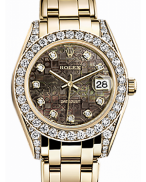 Rolex Pearlmaster 34 81158 Black Mother of Pearl Jubilee Diamond Set Yellow Gold BRAND NEW