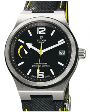 Tudor North Flag 91210N Black Yellow Arabic & Index Stainless Steel & Leather 40mm BRAND NEW