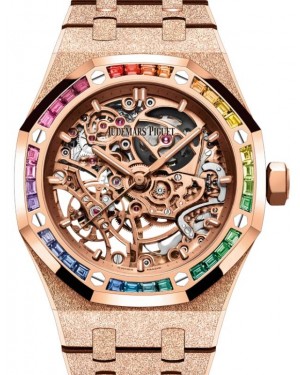 Audemars Piguet Royal Oak Frosted Gold Double Balance Wheel Openworked Rose Gold 37mm Rainbow Sapphire 15468OR.YG.1259OR.01 - BRAND NEW