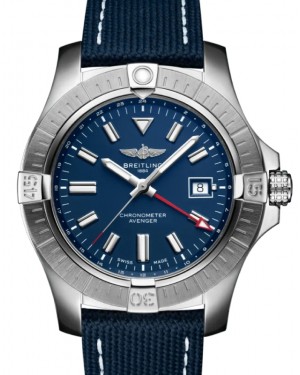 Breitling Avenger Automatic GMT 45 Stainless Steel Blue Dial Leather Strap A32395101C1X1