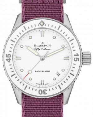 Blancpain Fifty Fathoms Bathyscaphe Ladies Watch Steel 38mm White Dial NATO Strap 5100 1127 NAVA - BRAND NEW