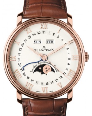 Blancpain Villeret Quantième Complet Red Gold 40mm White Dial 6654 3642 55B - BRAND NEW