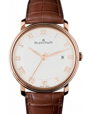 Blancpain Villeret Ultraplate Red Gold Opaline Dial Alligator Leather Strap 6651 3642 55B - BRAND NEW