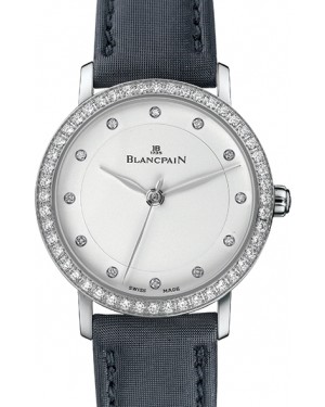 Blancpain Villeret Ultraplate Steel White Diamond Dial & Bezel Leather Strap 6102 4628 95A - BRAND NEW