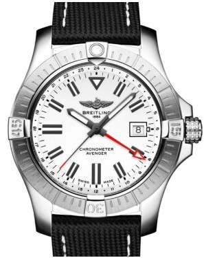Breitling Avenger Automatic GMT 43 White Dial Stainless Steel Leather Strap A32397101A1X1 - BRAND NEW