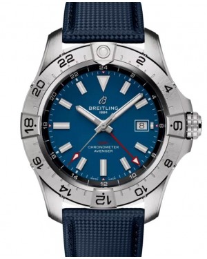 Breitling Avenger Automatic GMT 44 Stainless Steel Blue Dial Leather Strap A32320101C1X1