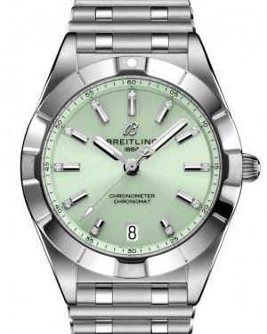 Breitling Chronomat 32 Steel Mint Green Diamond Dial Bracelet A77310101L1A1