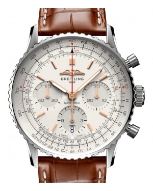 Breitling Navitimer B01 Chronograph 41 Stainless Steel Cream Dial Leather Strap AB0139211G1P1