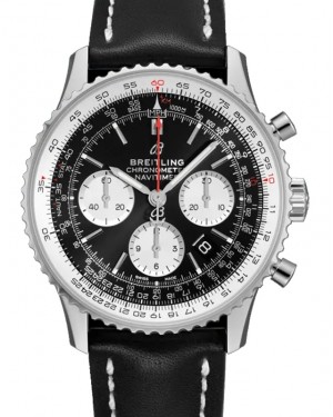 Breitling Navitimer B01 Chronograph 43 Stainless Steel 43mm Black Dial Leather Strap AB0121211B1X1 - BRAND NEW