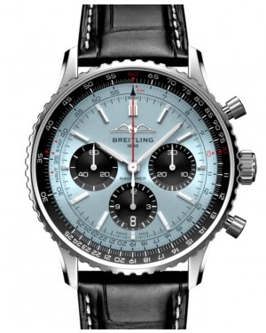 Breitling Navitimer B01 Chronograph 43 Stainless Steel Ice Blue Dial Leather Strap AB0138241C1P1