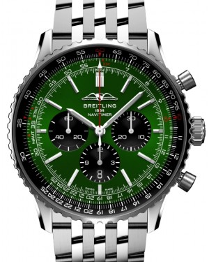 Breitling Navitimer B01 Chronograph 46 Stainless Steel Green Dial AB0137241L1A1 - BRAND NEW