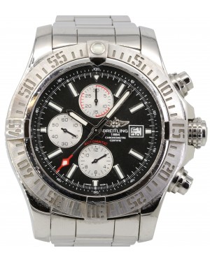 Breitling Super Avenger 2 A13371 XL 48mm Black Arabic Stainless Steel PRE-OWNED