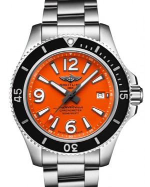 Breitling Superocean Automatic 42 Stainless Steel Orange Dial Bracelet A17366D71O1A1 - BRAND NEW