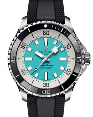 Breitling Superocean Automatic 44 Steel Turquoise Dial Rubber Strap A17376211L2S1