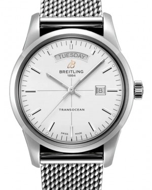 Breitling Transocean Day & Date Silver Dial Stainless Steel & Bracelet 45mm A45310121.G1A1 - BRAND NEW