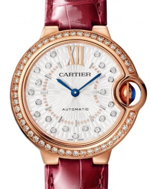 Cartier Ballon Bleu de Cartier 33mm Rose Gold Diamond Bezel & Dial Leather Strap WJBB0080 - BRAND NEW