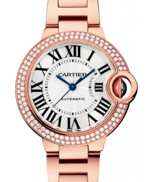 Cartier Ballon Bleu De Cartier 33mm Rose Gold/Diamonds Silver Dial WJBB0066 - BRAND NEW