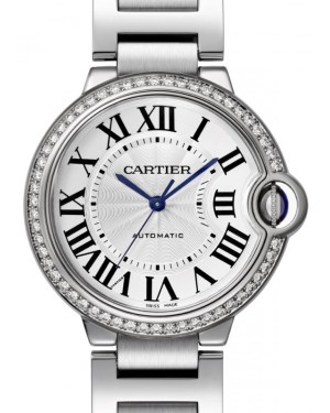 Cartier Ballon Bleu de Cartier Women's Watch Automatic Stainless Steel Diamonds 36mm Silver Dial Stainless Steel Bracelet W4BB0017 - BRAND NEW