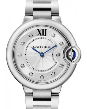 Cartier Ballon Bleu de Cartier Ladies Watch Quartz Stainless Steel 33mm Silver Diamond Dial Steel Bracelet W4BB0020 - BRAND NEW