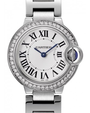 Cartier Ballon Bleu de Cartier Ladies Watch Quartz Stainless Steel Diamond Bezel 28mm Silver Dial Bracelet W4BB0015 - BRAND NEW