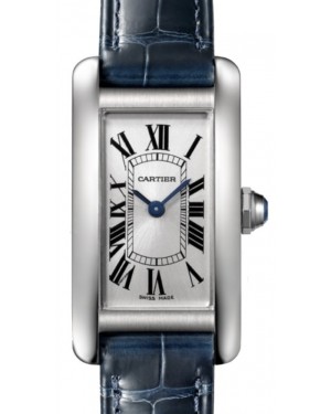 Cartier Tank Americaine Women's Watch Small Quartz Stainless Steel Silver Dial Alligator Leather Strap WSTA0016 - BRAND NEW