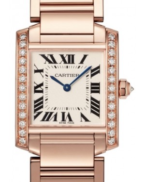 Cartier Tank Francaise Ladies Watch Medium Quartz Rose Gold Diamond Bezel Silver Dial Bracelet WJTA0023 - BRAND NEW