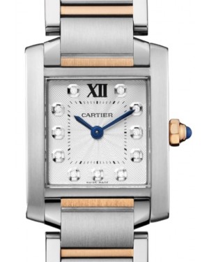 Cartier Tank Francaise Women's Watch Small Quartz Stainless Steel Silver Diamond Dial Stainless Steel Rose Gold Bracelet WE110004 - BRAND NEW