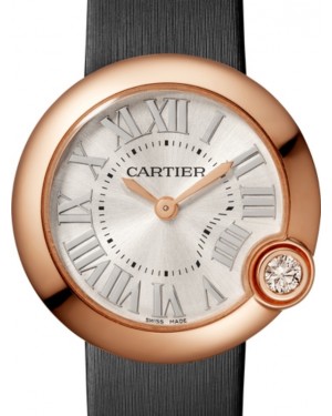 Cartier Ballon Blanc de Cartier Ladies Watch Quartz Rose Gold 30mm Silver Dial Leather Strap WGBL0008 - BRAND NEW