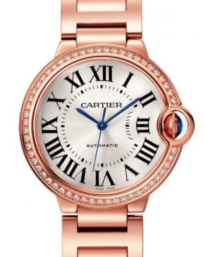 Cartier Ballon Bleu De Cartier 36mm Rose Gold/Diamonds Silver Dial WJBB0064 - BRAND NEW