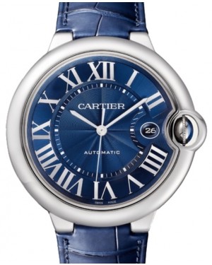 Cartier Ballon Bleu de Cartier Men's Watch Automatic Stainless Steel 42mm Blue Dial Alligator Leather Strap WSBB0025 - BRAND NEW
